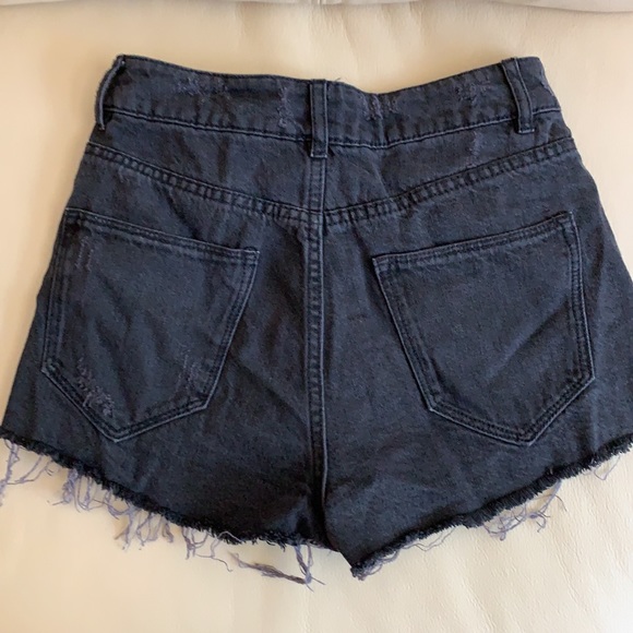 Black/navy jean short shorts - Picture 3 of 3